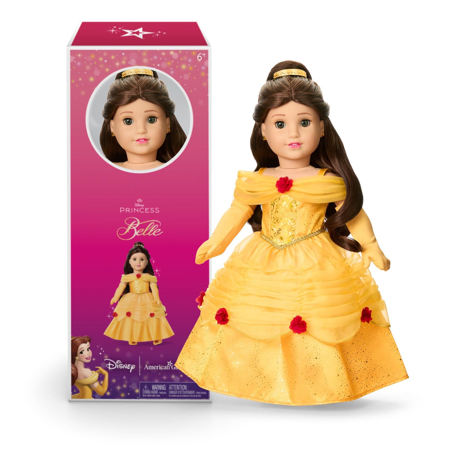 American Girl, Disney, Princess Belle, 18-inch Doll, Long Wavy Brown Hair, Brown Eyes, Includes Accessories, Ages 6+