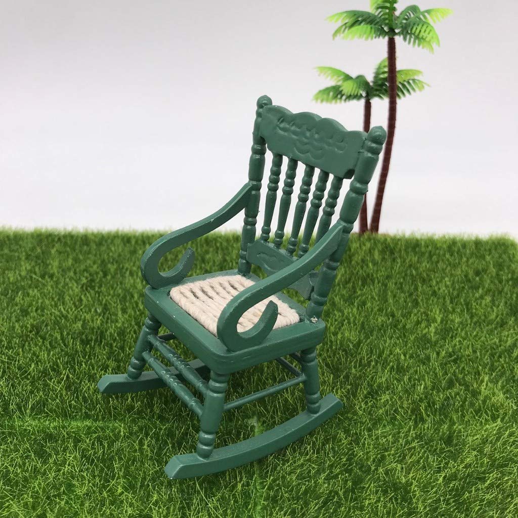 SXFSE Doll House Rocking Chair, 1:12 Scale Wooden Dollhouse Accessories Miniature Funiture Decor Model Play Toy