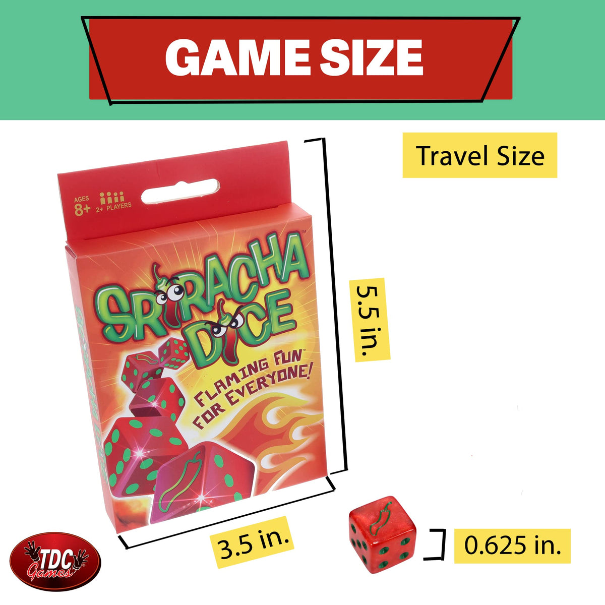 TDC Games Sriracha Dice Game - Flaming Fun for Everyone - Great for Party Favors, Families, Stocking Stuffers, Travel, and Camping