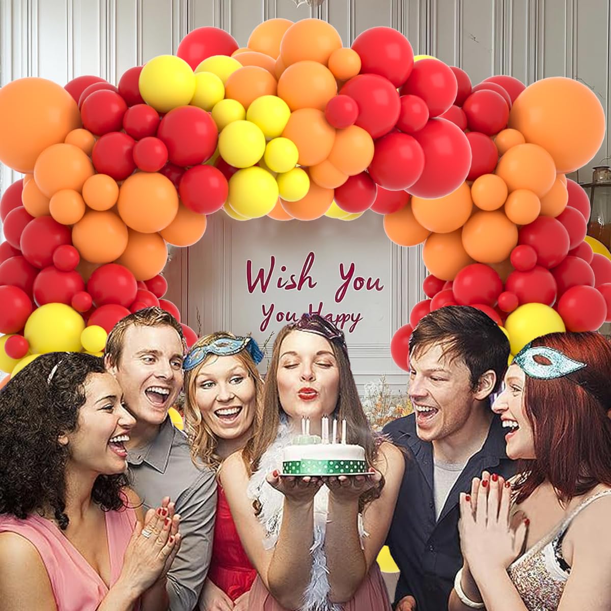 Red Yellow Orange Balloon Garland Arch Kit, 122PCS Orange Yellow Red Balloons for Fire Truck Theme Birthday Wedding Baby Bridal Shower Graduation
