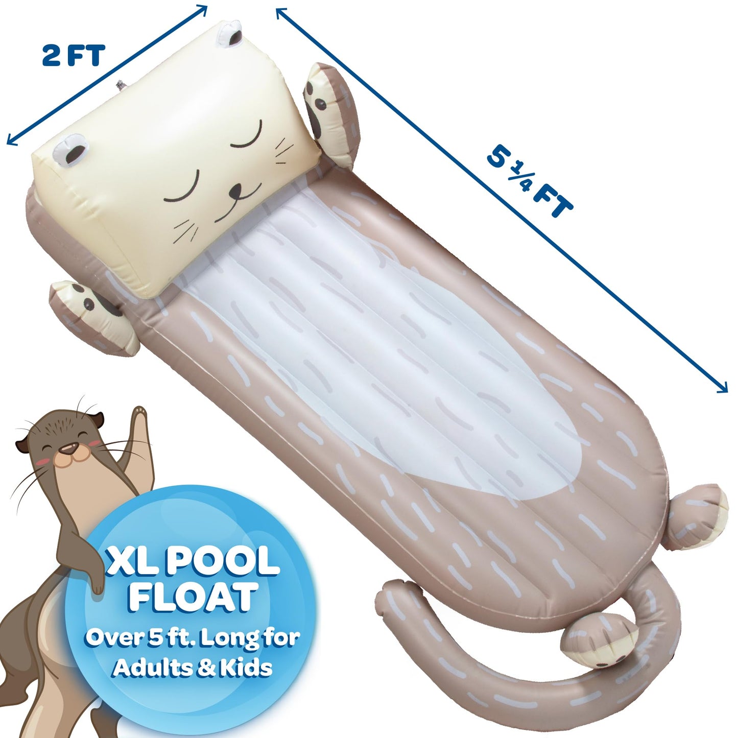 Giant Inflatable Otter Pool Float, Over 5.5 FT Long, Built for Lounging