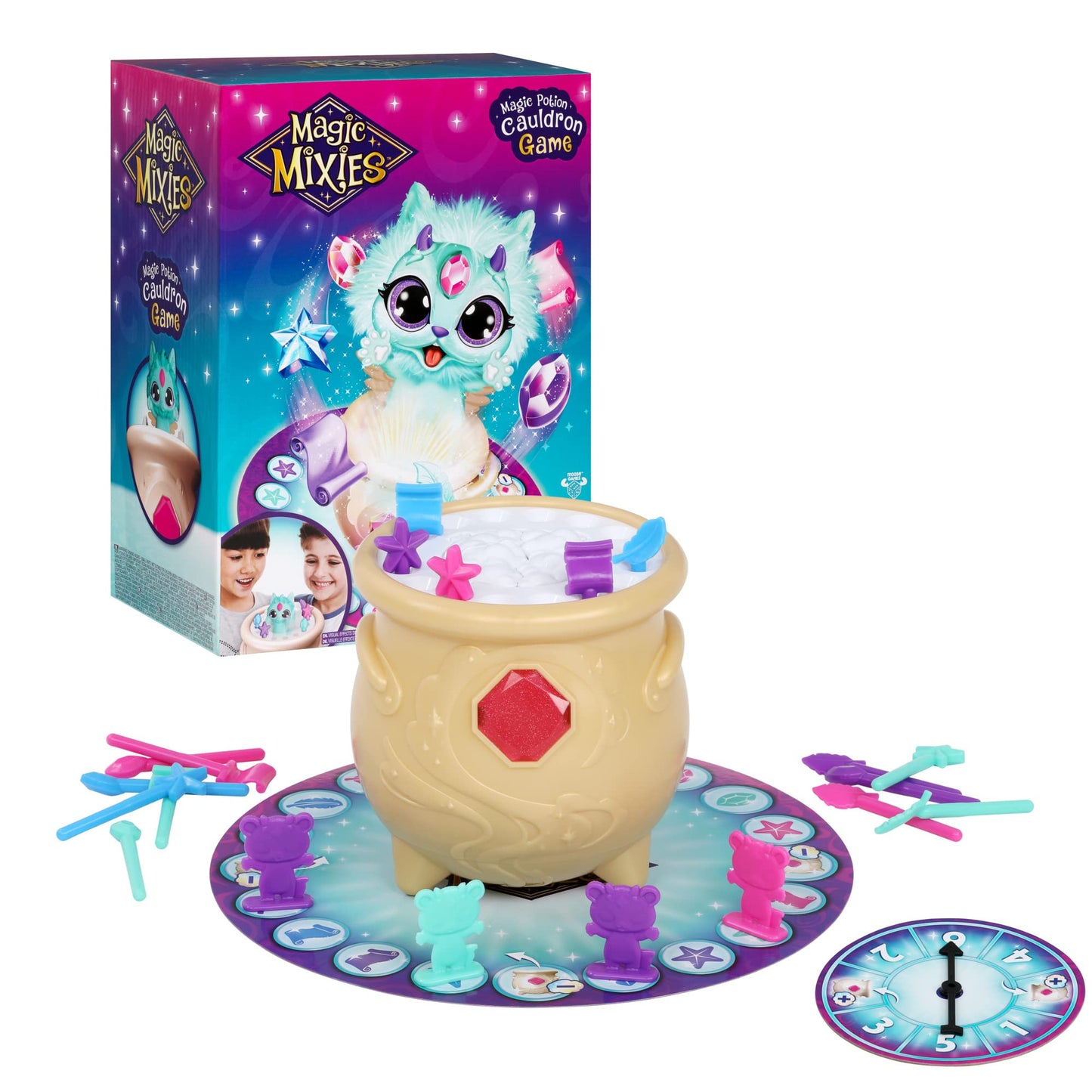 Moose Toys Magic Mixies Potion Game, Place The Magic Ingredients Into The Cauldron and Make The Mixie Pop Up to Win