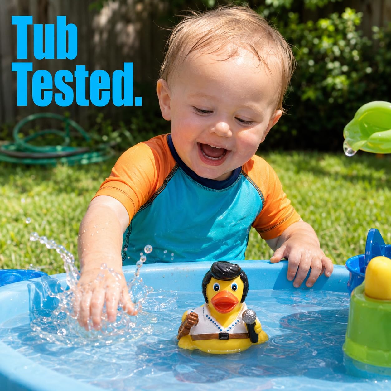 3 Inch DUCKY CITY Rock n Roll Rubber Duck [Sealed, Floats Upright] for Jeeps Music Singer Bath Toy for Kids and Toddlers, Baby Safe Funny Duck Gift