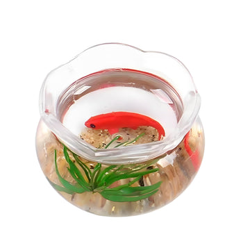 Miniature Goldfish Bowls for Dollhouse - Realistic Resin Fish Tank Accessories, Cute Animal Figurines, Smooth Surface, Fairy Garden Decor, 1:12 Scale