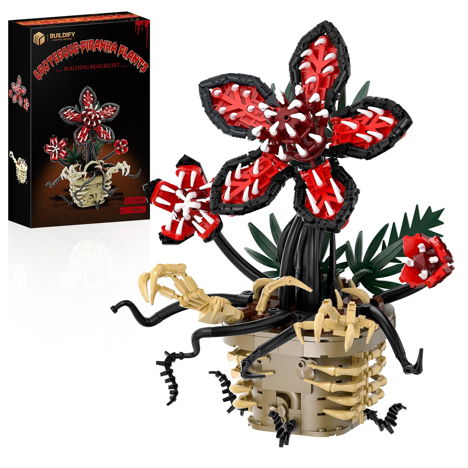 Strange Cannibal Flower Building Set, Piranha Botanical Model Kits, Creative Plant Collection Home Decor, Halloween Christmas Birthday Holiday Gift