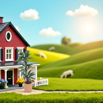 Green Cute Dollhouse Flower Bonsai 1:12 Mini Dollhouse Miniature Green Plant in Pot Micro Landscape DIY Craft Garden Ornament Lightweight Decorative