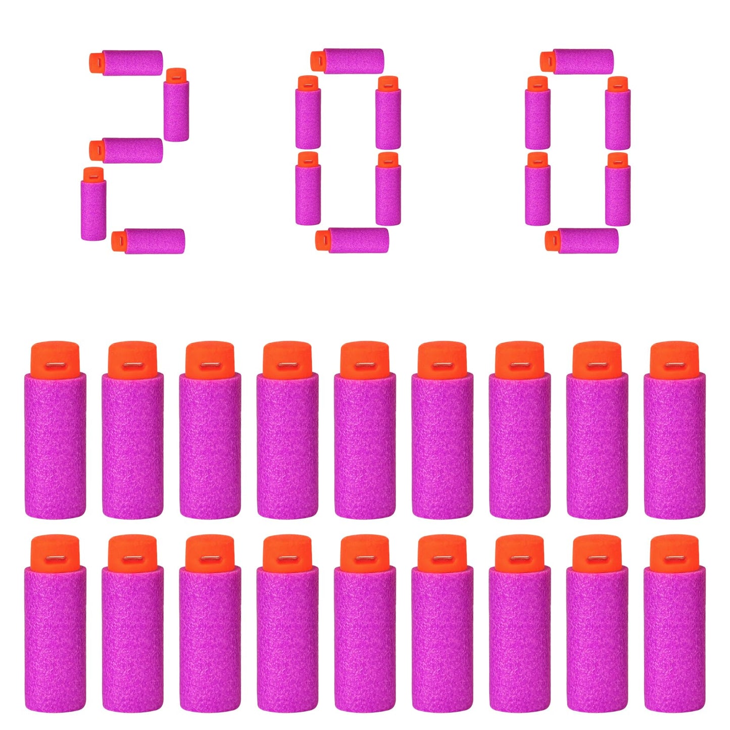 Lififun 200pcs Half-Length Soft Darts Compatible with Dart Zone, Adventure, Nerf, Worker - for Foam Dart Blasters & Toy Guns Tips 14+ (Purple)