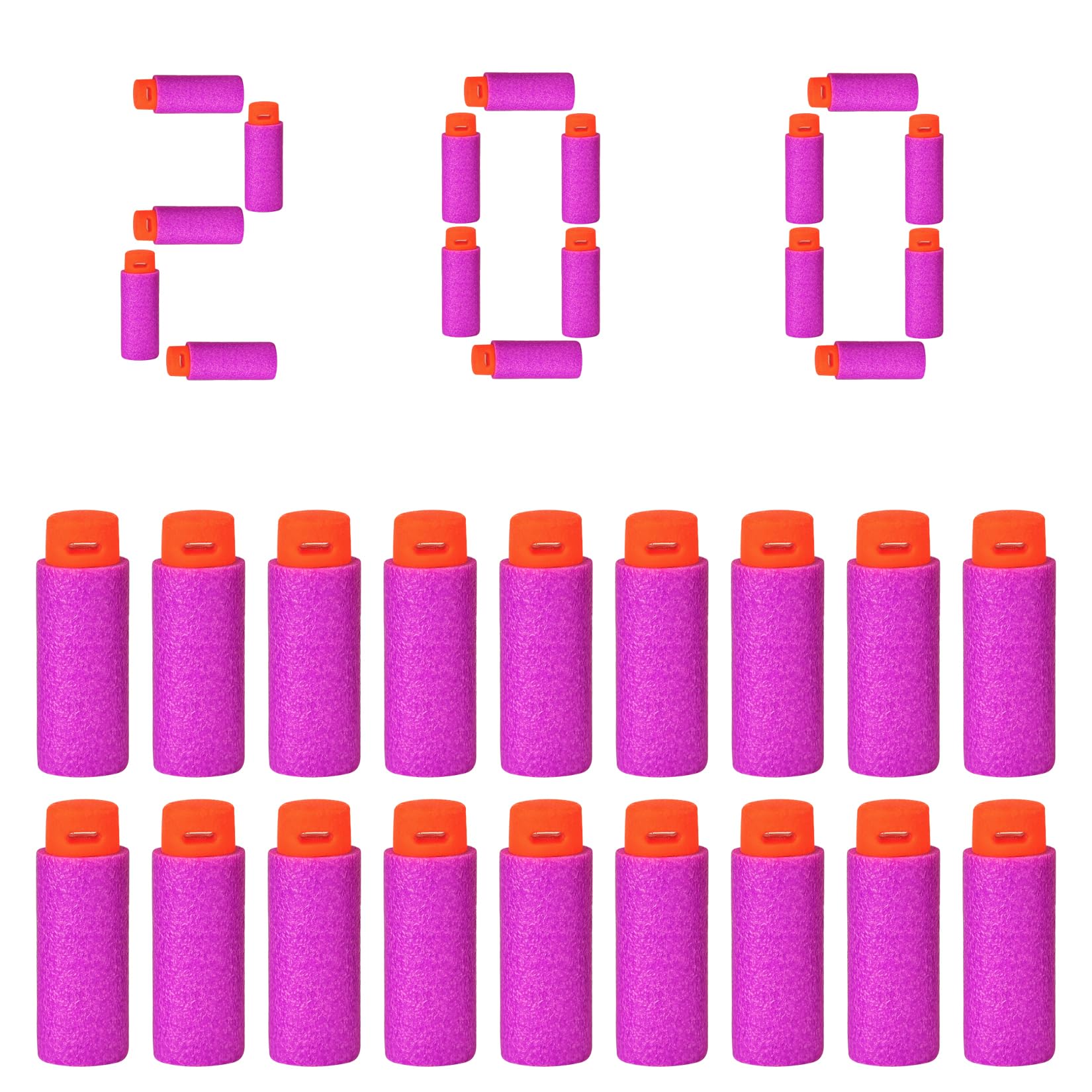 Lififun 200pcs Half-Length Soft Darts Compatible with Dart Zone, Adventure, Nerf, Worker - for Foam Dart Blasters & Toy Guns Tips 14+ (Purple)