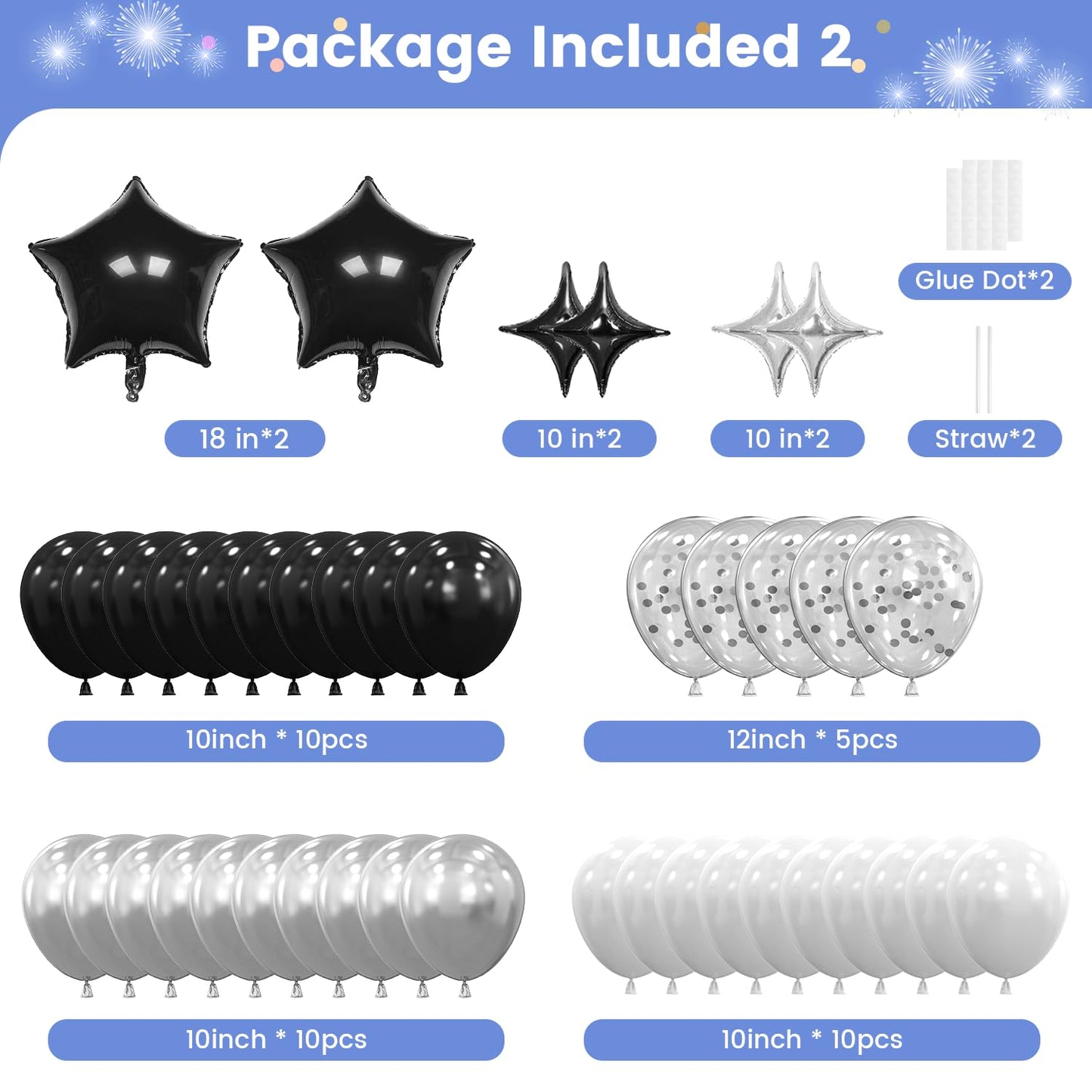 21st Birthday Decorations for Boys Girls, Happy Birthday Decorations for Her Him,21 Black and Silvery Party Kit Supplies
