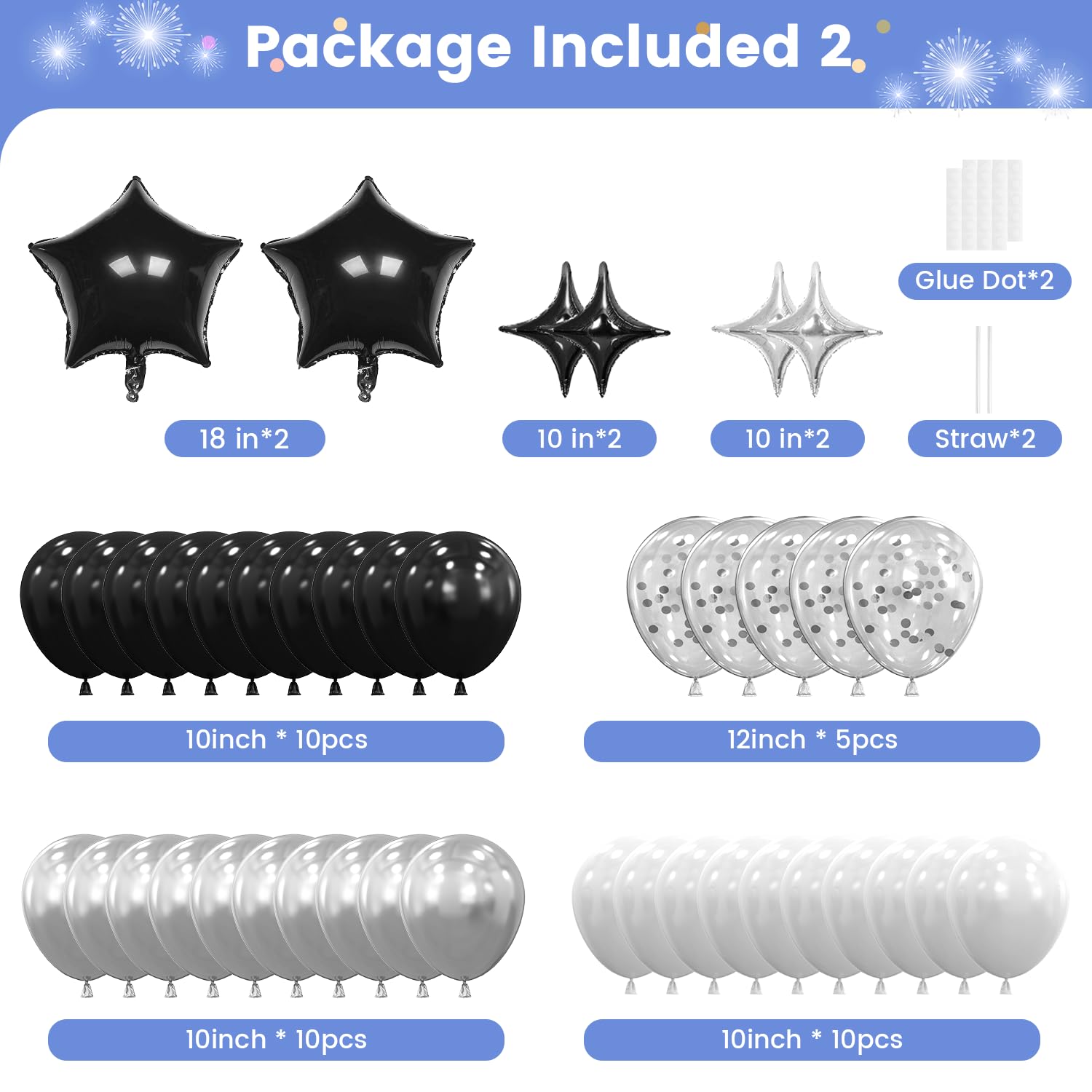 21st Birthday Decorations for Boys Girls, Happy Birthday Decorations for Her Him,21 Black and Silvery Party Kit Supplies