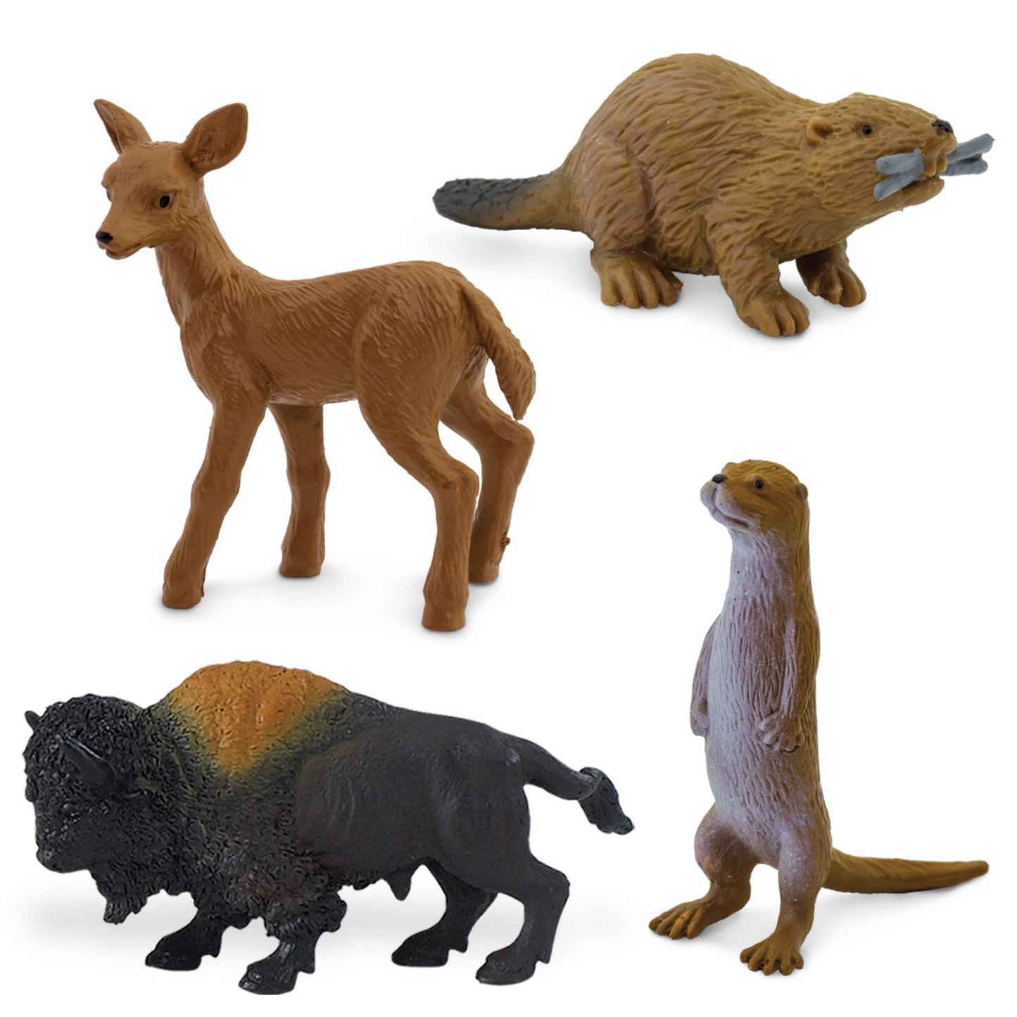Safari Ltd In The Woods TOOB - Figurines: Elk, Otter, Monarch Butterfly, Black Bear, Snake, Eagle, Beaver, Doe, Grasshopper, Frog, Raccoon, Bison