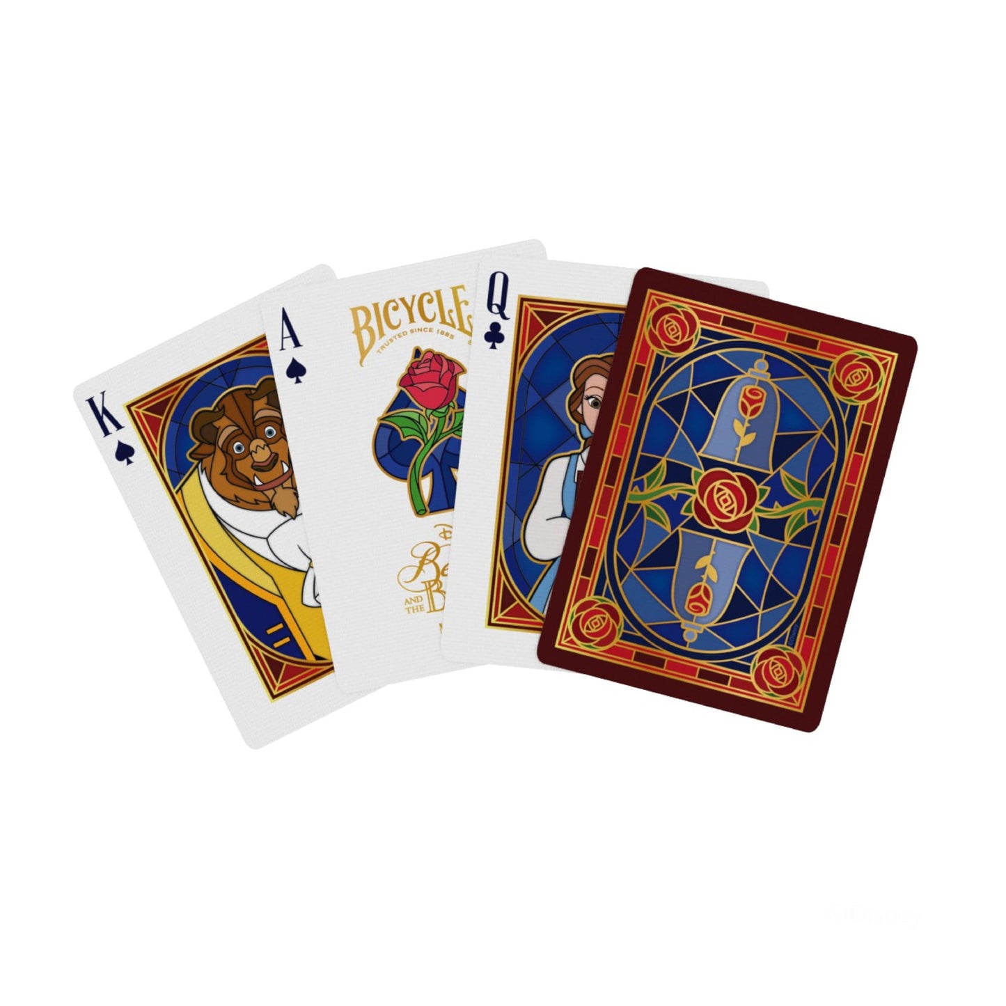Bicycle Disney Beauty and the Beast Playing Cards - Premium Belle & Beast Deck, Enchanted Rose Collectible Cards for Classic Games, Magical Disney