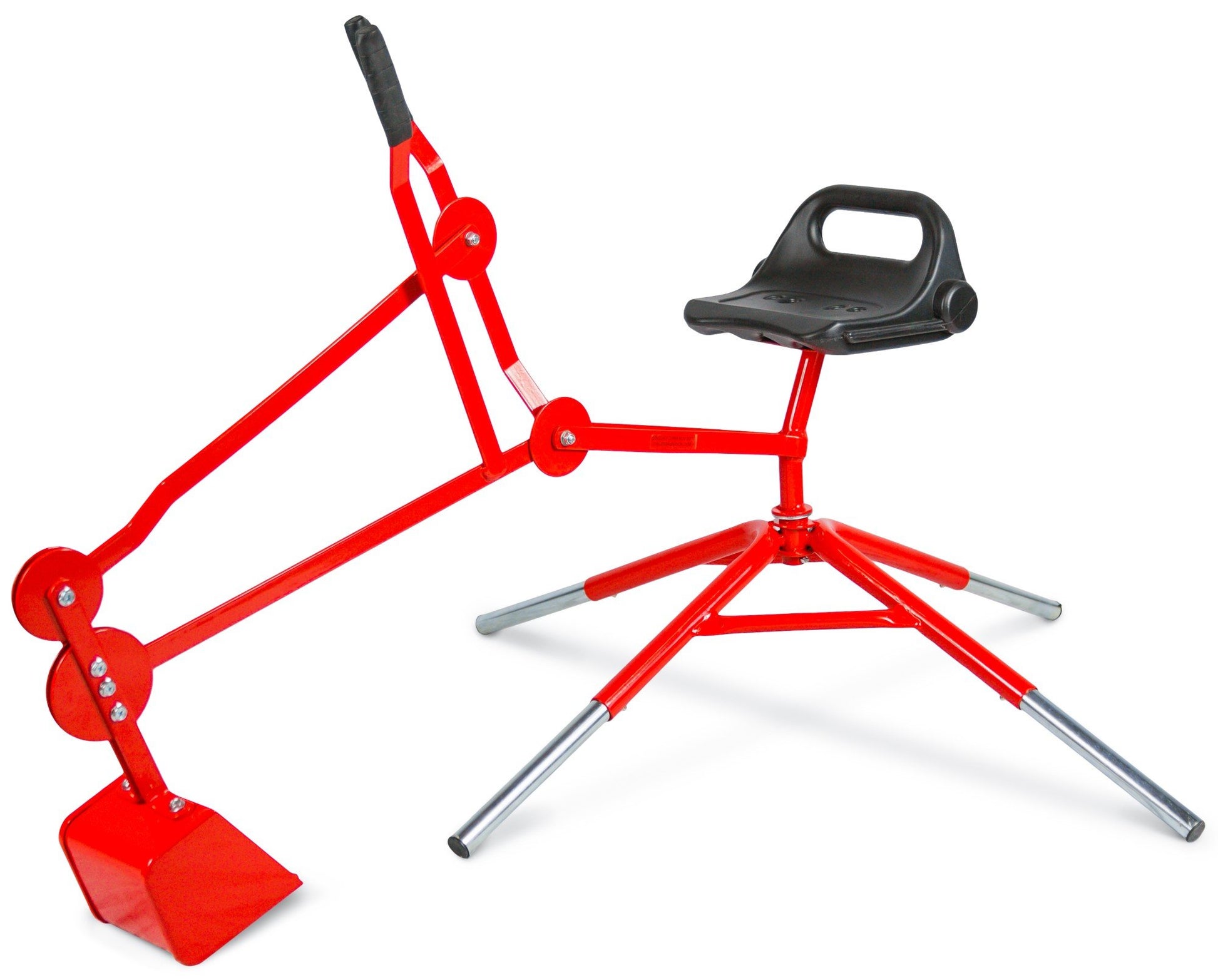 Childrensneeds.com Sand Digger Ride on Toy with Telescoping Adjustable Legs That Raise Seat Height and Stabilize Backhoe (Red)