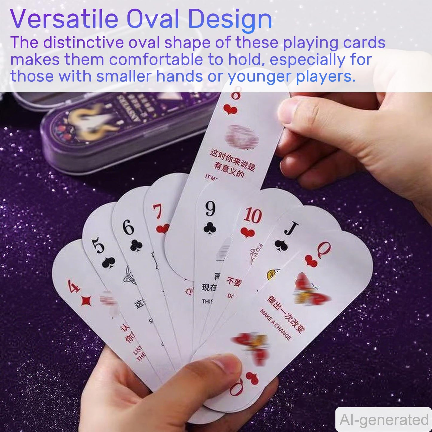 Eagyrosi Funny Mini Playing Cards - Portable Answers Book with Distinctive Messages, Narrow and Oval Deck of Cards for Poker Game, Suitable for All