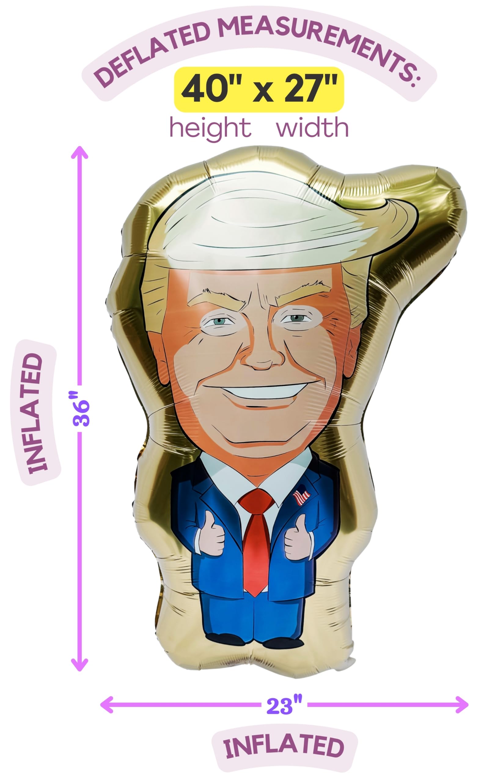 40-Inch Donald Trump Gold Foil Balloon