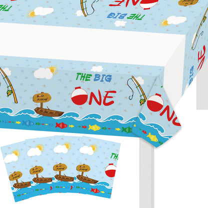 Letromp Ofishally One Tablecloth The Big One Tablecovers for Gone Fishing 1st Birthday Baby Shower Party Supplies Decorations, Plastic, 70.8in x