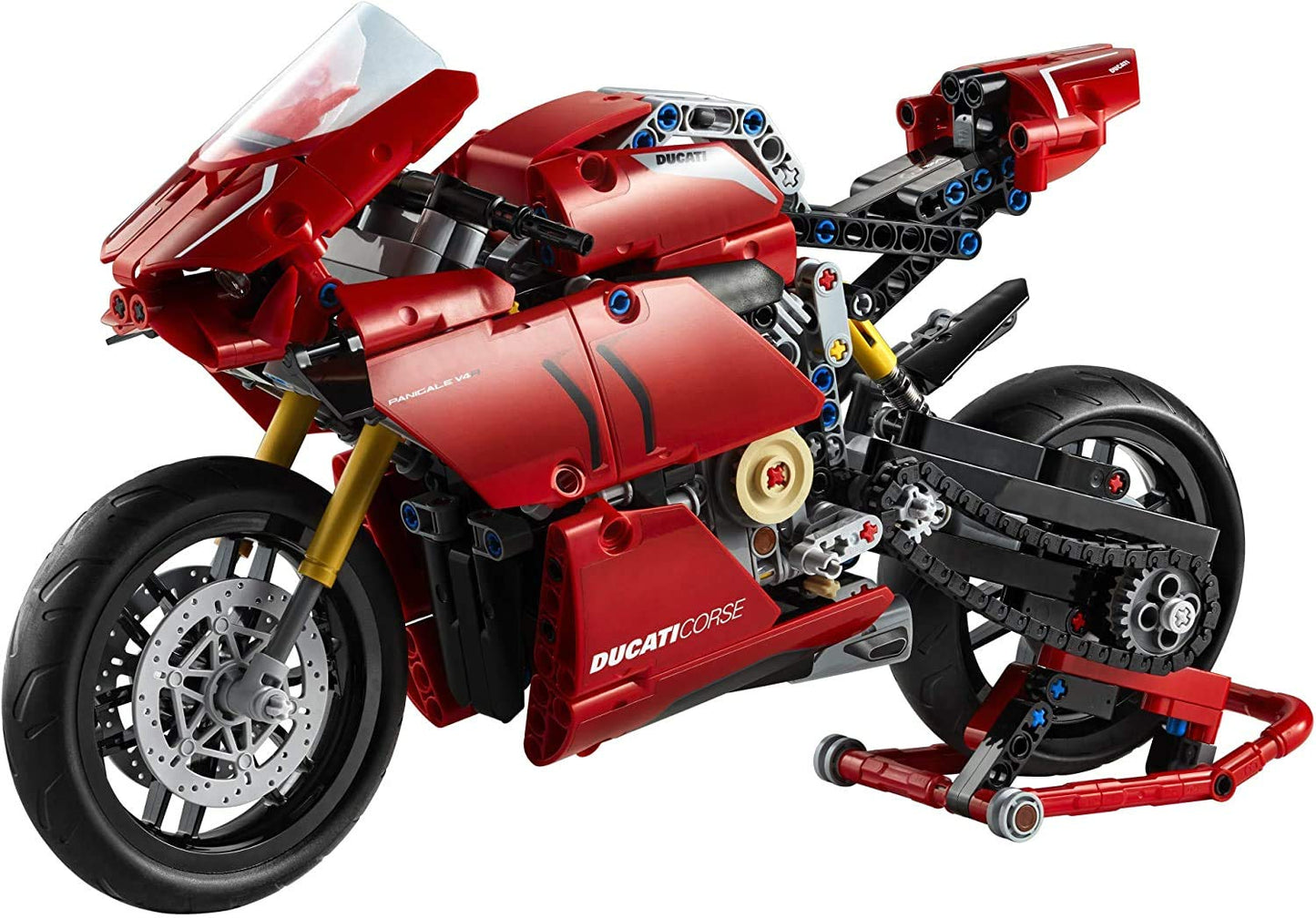 LEGO Technic Ducati Panigale V4 R Motorcycle 42107 Building Set - Collectible Superbike Display Model Kit with Gearbox and Working Suspension, Fun