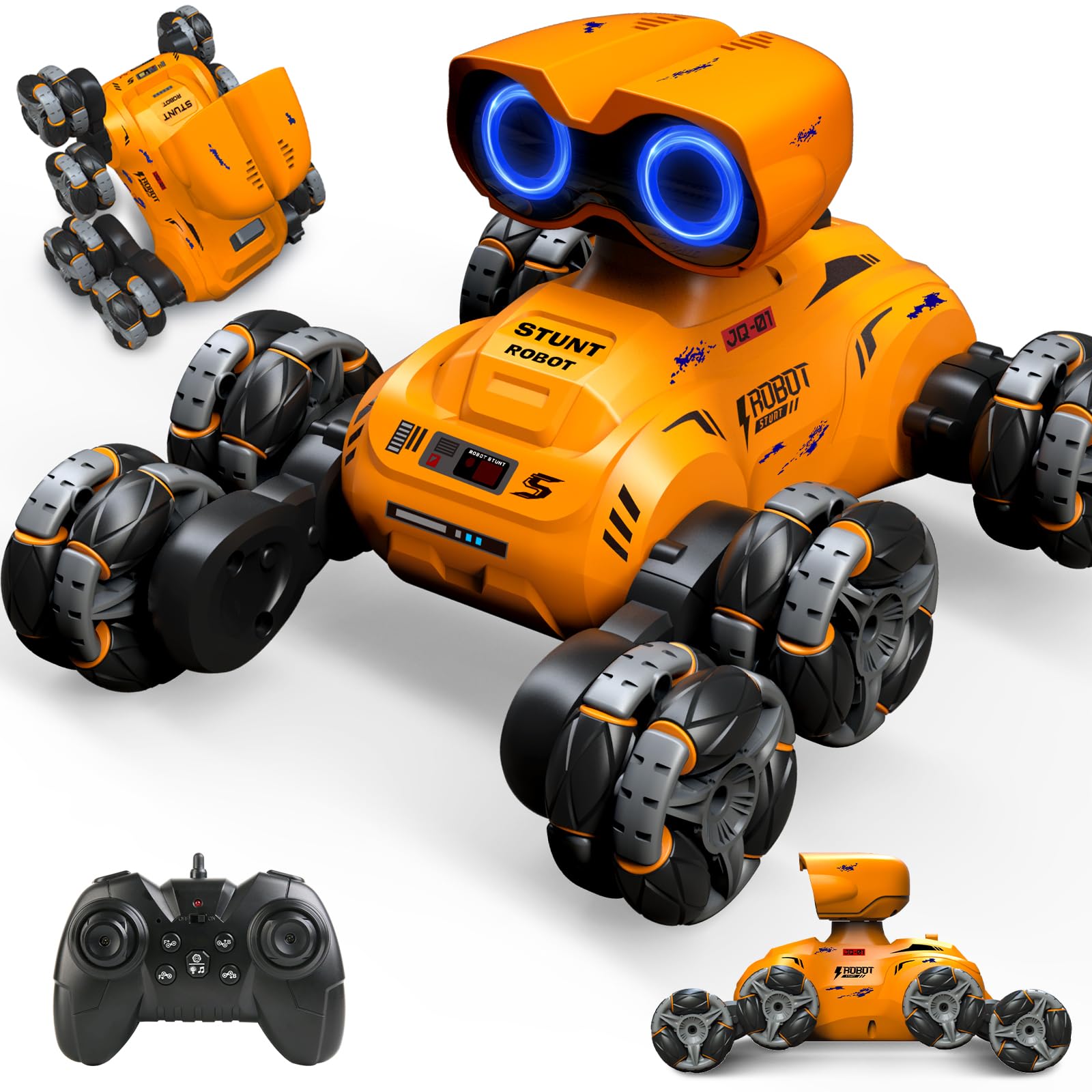 Fotgear 8-Wheels RC Stunt Car Robot Toy with Cool Light & Music for Kids