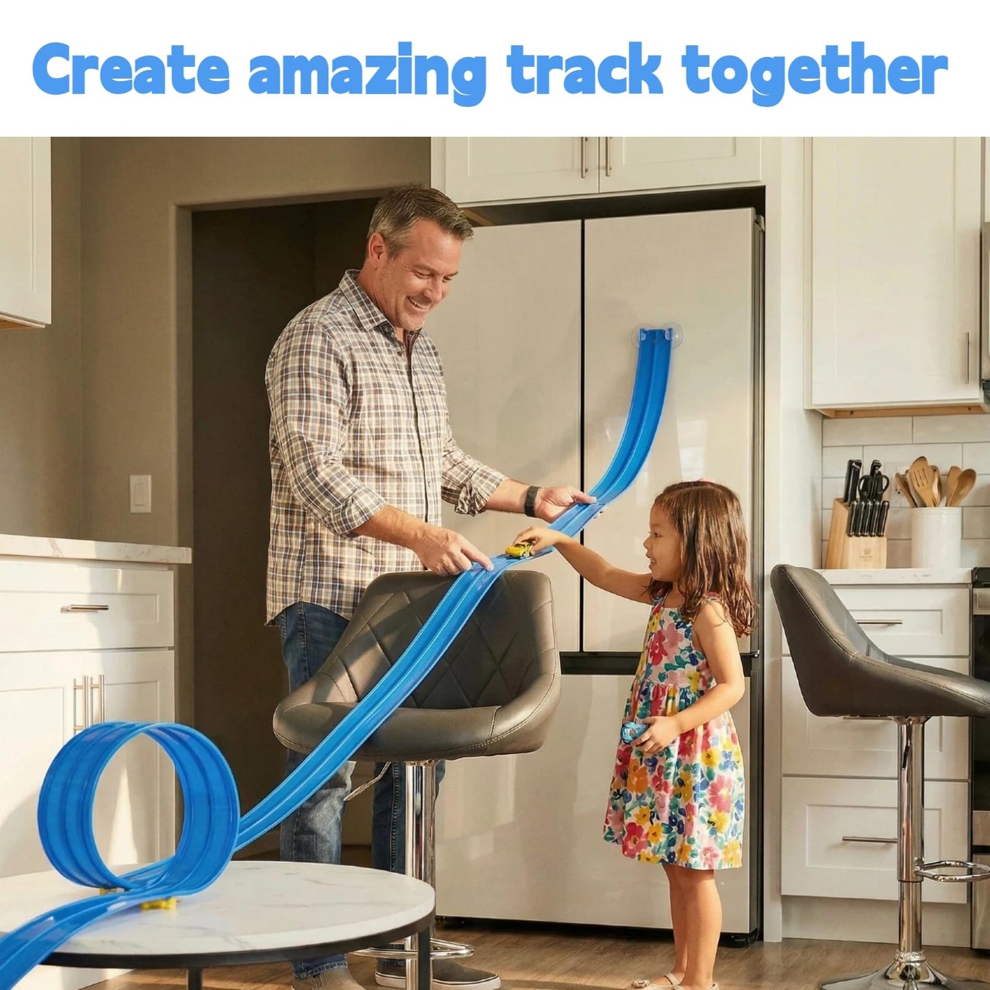 16.5 Ft Flexible Race Track for Kids, Race Car Ramp Track with Suction Cups