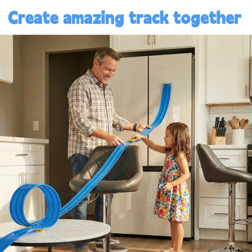 16.5 Ft Flexible Race Track for Kids, Race Car Ramp Track with Suction Cups