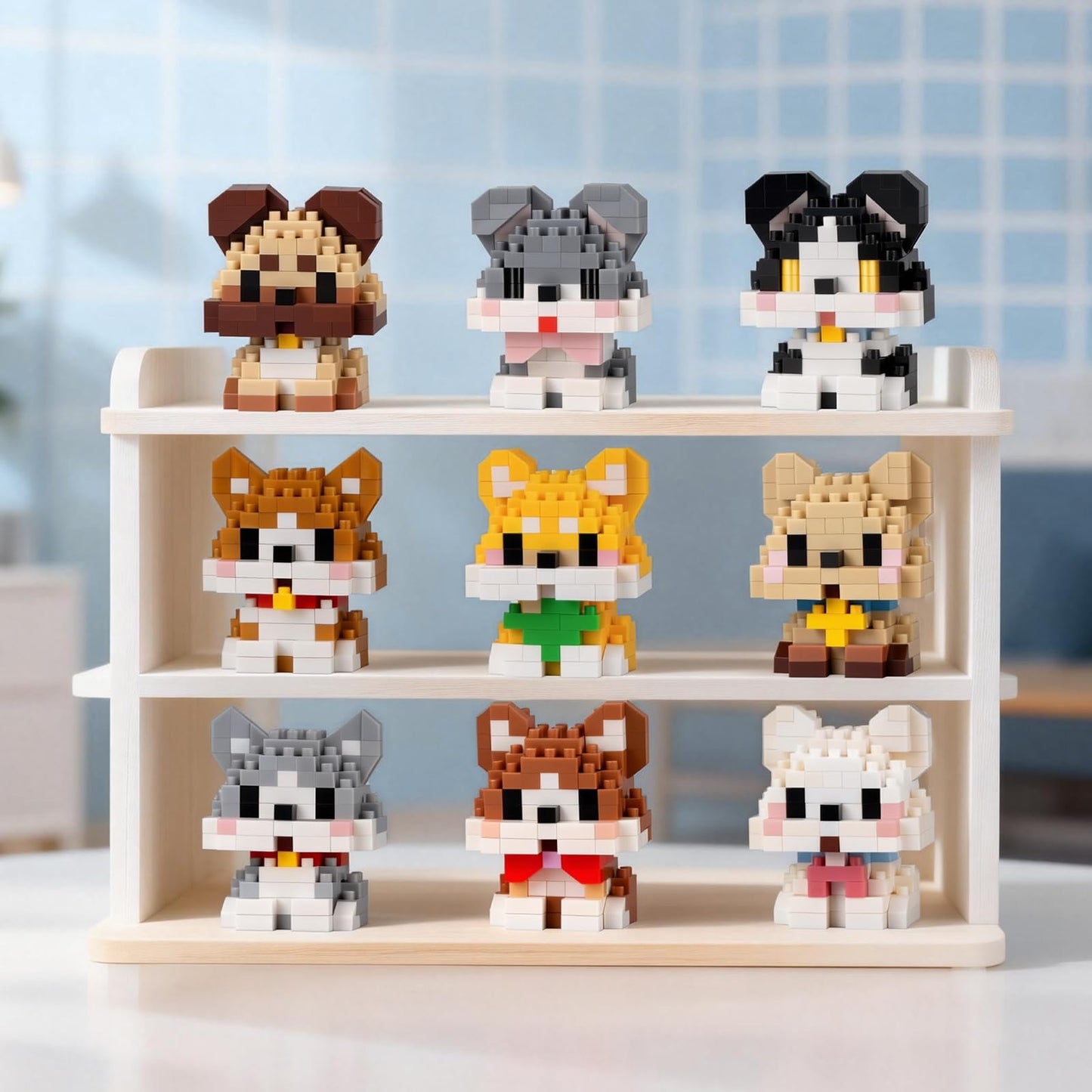 HIGH GODO Dog Building Set, Mini Dog Figures Party Favors Building Blocks Sets, 9 Pack Small Dog Toys, Goodie Bags Stuffers, Gifts for Adults Teens