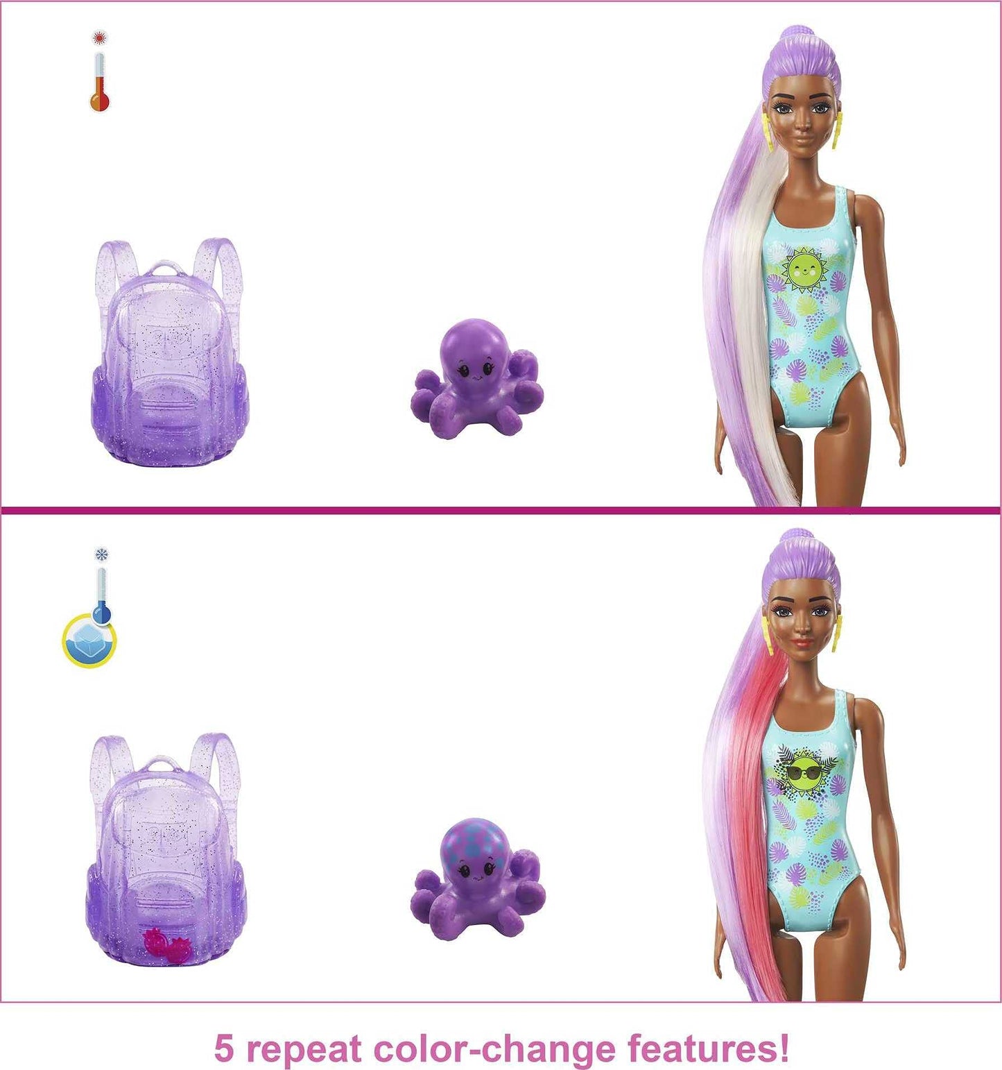 Barbie Color Reveal Foam! Doll & Pet Friend with 25 Surprises: Scented Bubble Solution, Outfits, Hair Extension, Accessories, Kid Bracelet & Charm