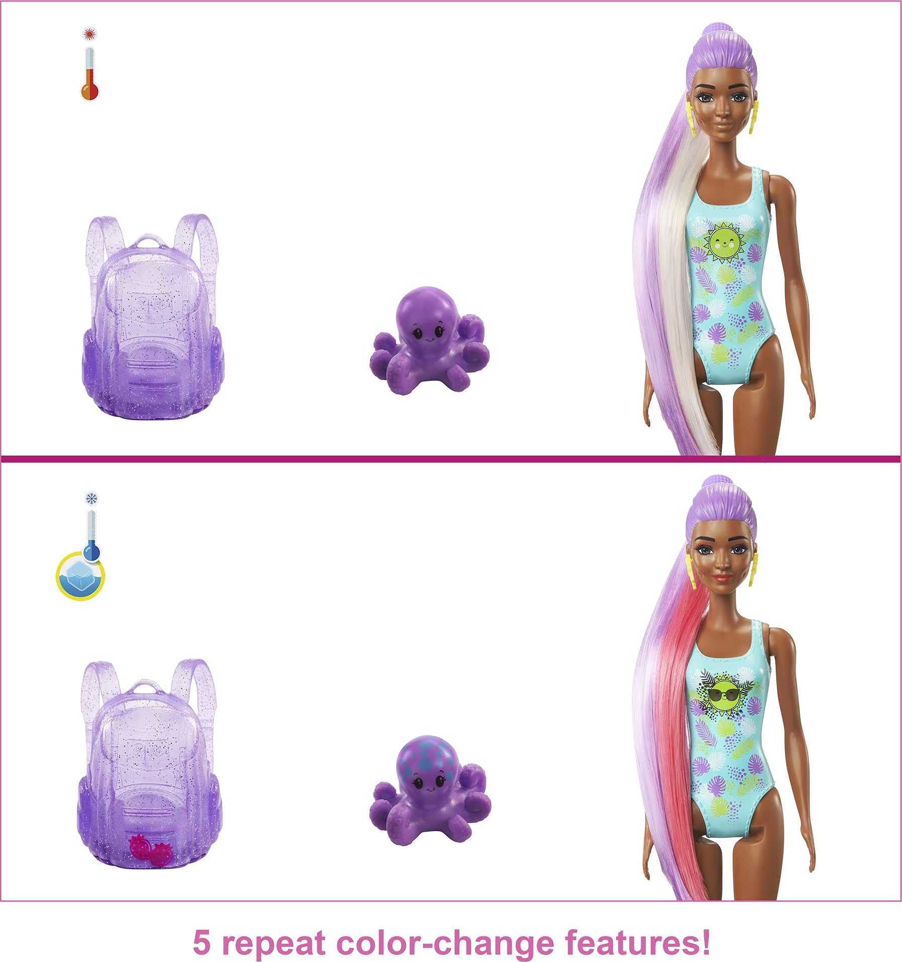 Barbie Color Reveal Foam! Doll & Pet Friend with 25 Surprises: Scented Bubble Solution, Outfits, Hair Extension, Accessories, Kid Bracelet & Charm
