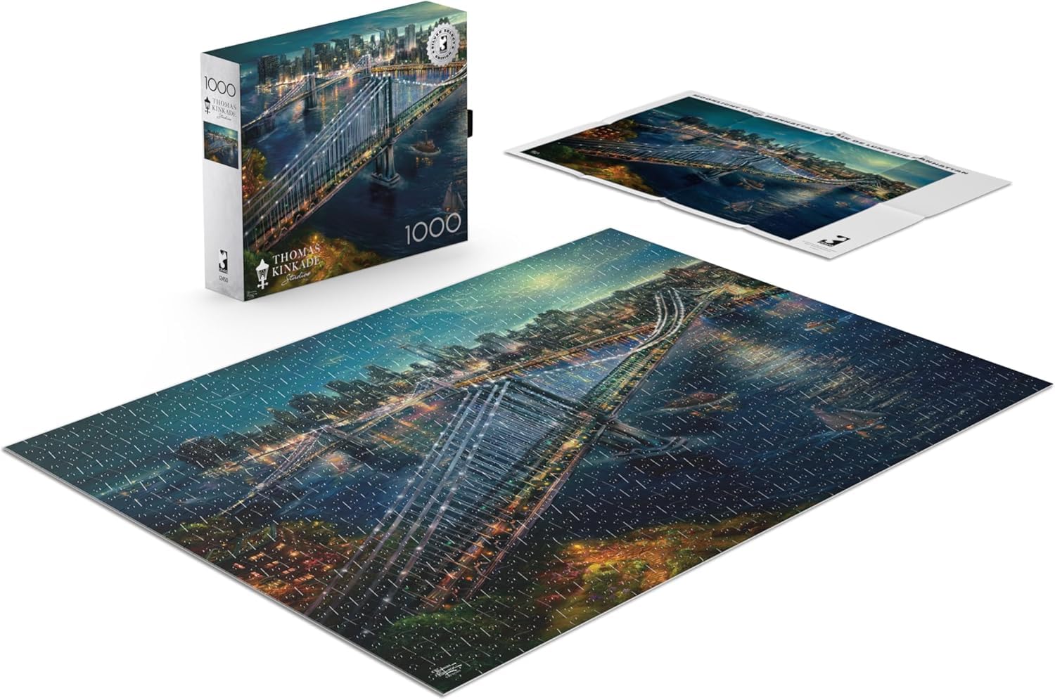Buffalo Games - Silver Select - Thomas Kinkade - Moonlight Over Manhattan - 1000 Piece Jigsaw Puzzle for Adults - Challenging Puzzle Perfect for Game