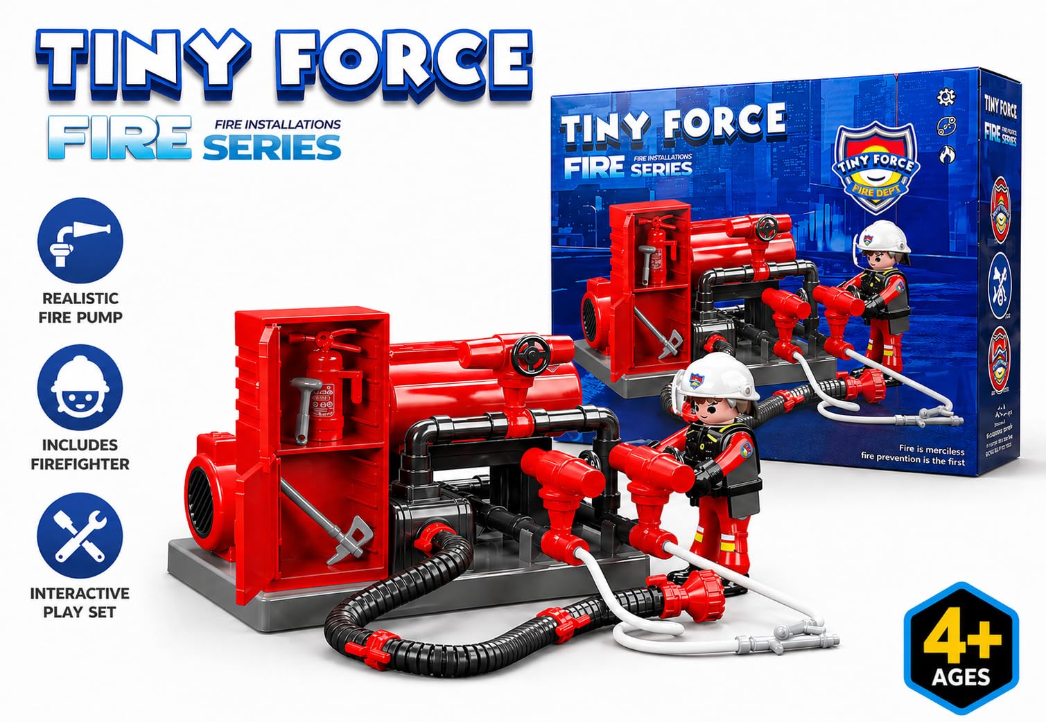 Tiny Force Fire Water Pump Accessory - Firefighter Rescue Toy for Toddler Boys, Play Figure Pump Accessory for Firefighter Playsets