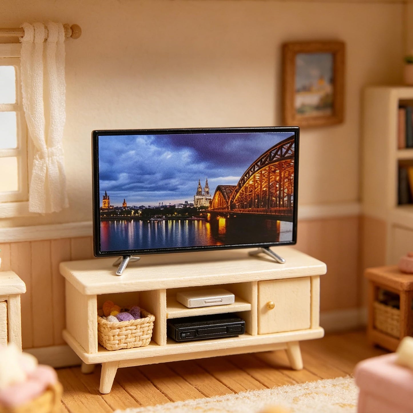 1/12 Dollhouse TV 1/6 Scale Miniature Television Tiny Doll House Furniture Accessories Television (Large)