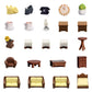 23pcs Brown Dollhouse Mini Furniture Kit Decoration DIY Accessories Including Dining Room Sitting Living Bedroom Set Toys for Baby Boys Children Girls