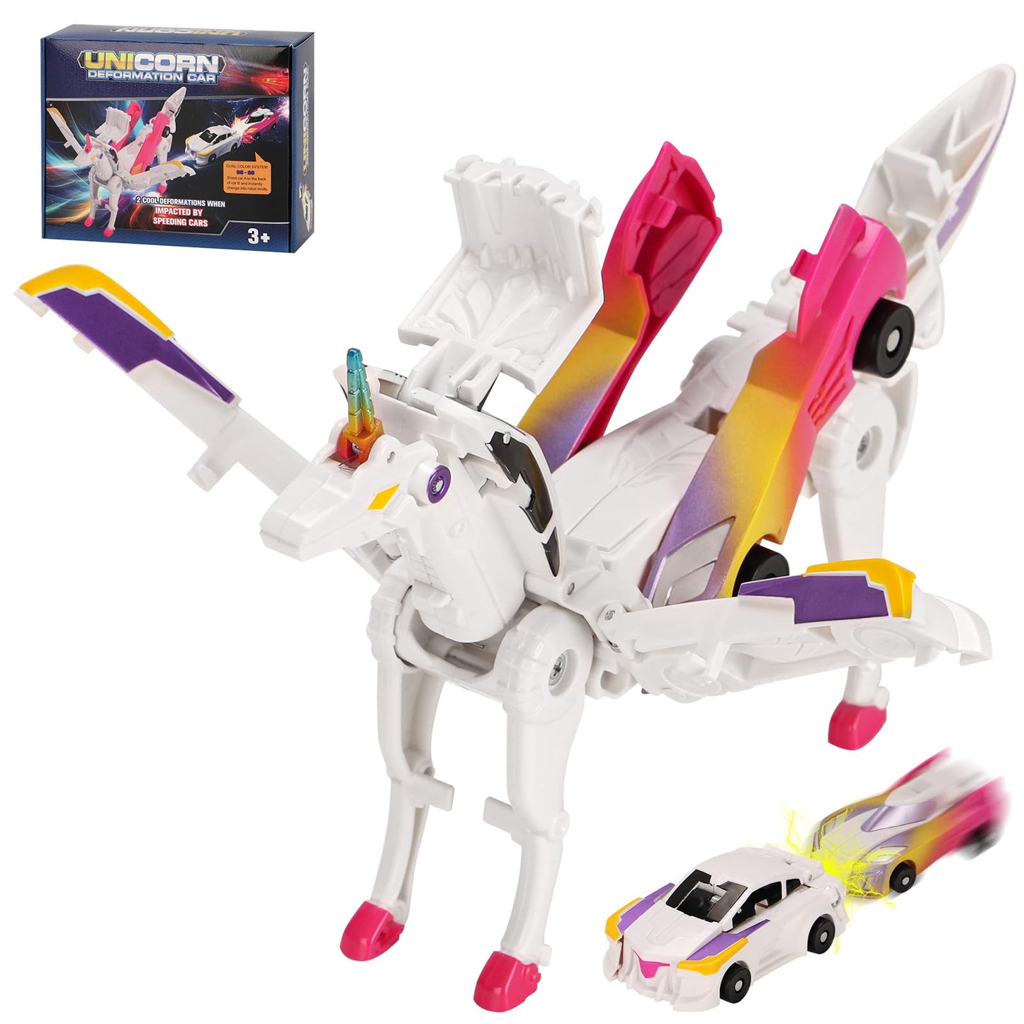 Car Toy transformable Unicorn, Sports car Collision Magic Unicorn, Children's transformable car Robot Suitable for Boys and Girls