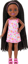 Barbie Club Chelsea Small Doll, 6-Inch Ari with Braided Hair Wearing Removable Flower-Print Dress & Pink Sandals