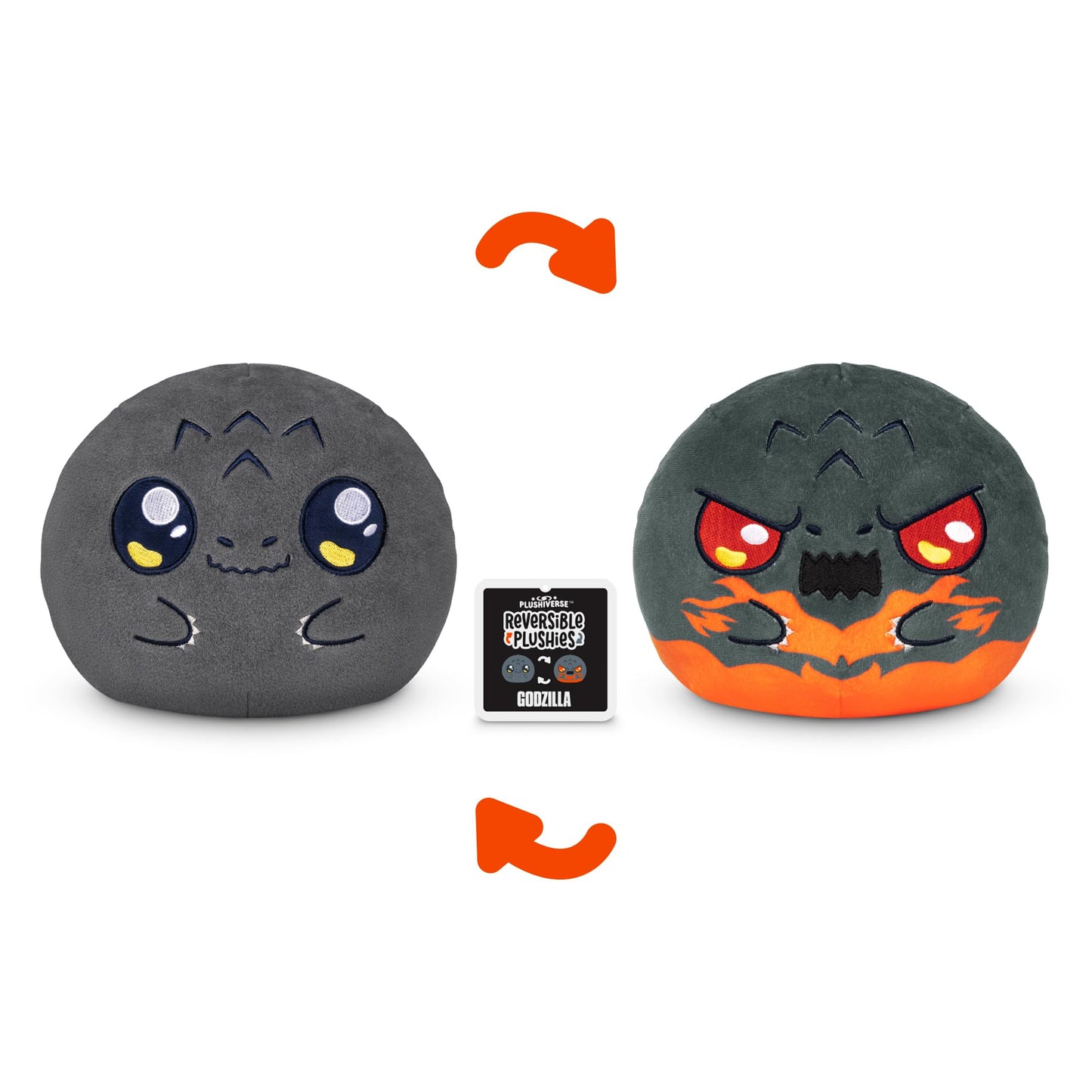 TeeTurtle Reversible Godzilla 6-Inch Two-Sided Flip Plush Toy with Embroidered Details - Cute Mini Collectible Plush for Kids, Teens, and Adults