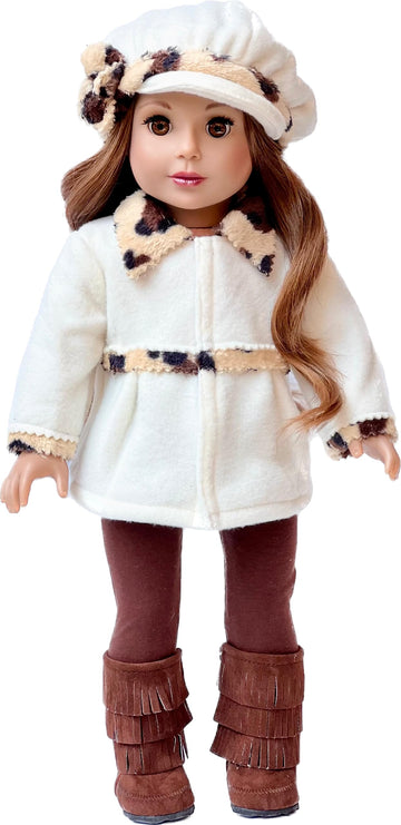 Marshmallow - 4 Piece 18 inch Doll Outfit - Coat, Hat, Leggings and Boots (Doll Not Included)