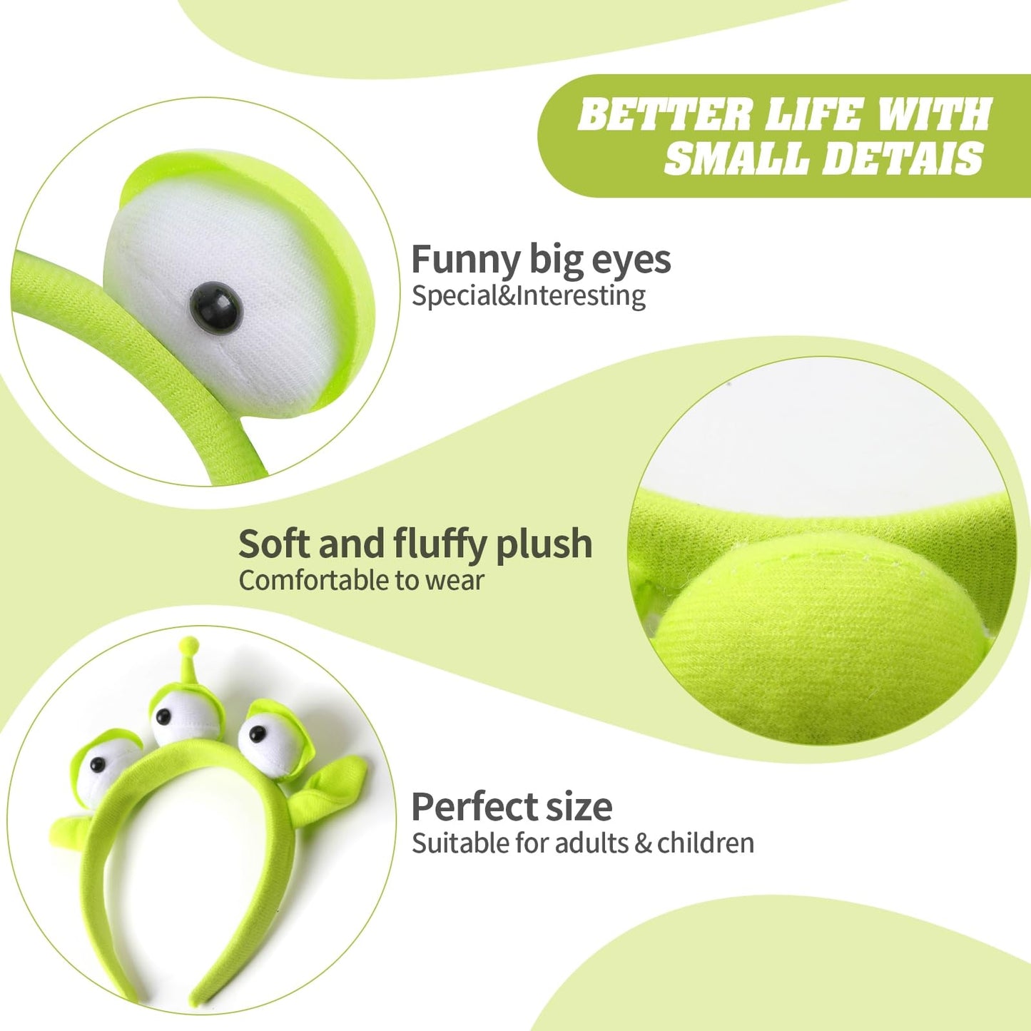 Pumnao Three-eyed Alien Monster Toy Headband Cute Plush Headband Headwear for Themed Party(1 Pcs)