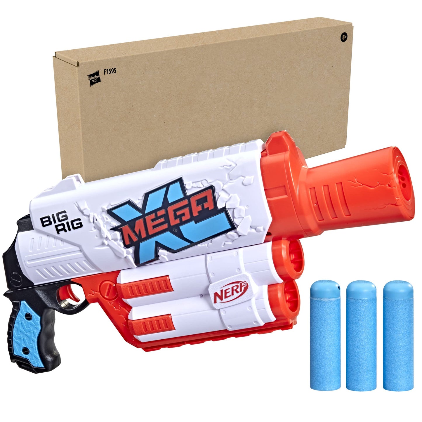 Nerf Mega XL Big Rig Blaster, Largest Mega Darts Ever, 3 Mega XL Whistler Darts, XL Dart Blasting, Onboard Dart Storage
