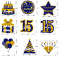 9Pcs Happy 15th Birthday Honeycomb Centerpieces Decorations fo Boy Blue Gold 15 Birthday Party Supplies Blue 15 Years old Fifteen Birthday Table