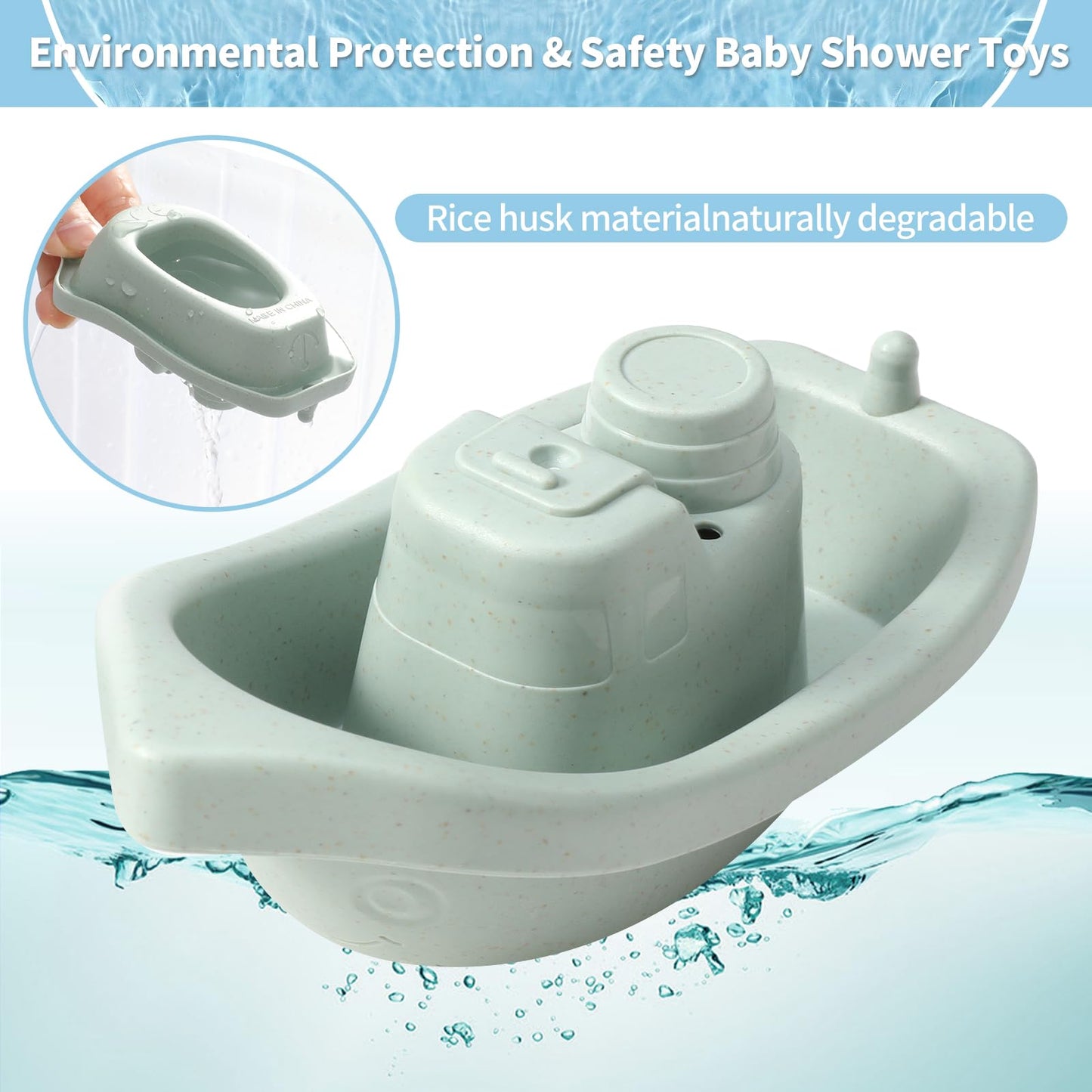 Bath Toys Floating Boats Train with Bathing Spoon,11 Pcs Water Table Toys Mold Free Baby Bath Toys for Toddlers 1-3 Infants 6-12-18 Months,Bathtub