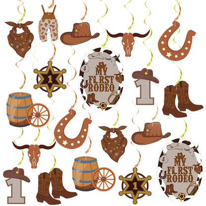 Cowboy Party Decorations My First Rodeo Birthday Party for Boy Supplies Western Theme Party Supplies Hanging Swirls Foil Cowgirl Birthday Decorations