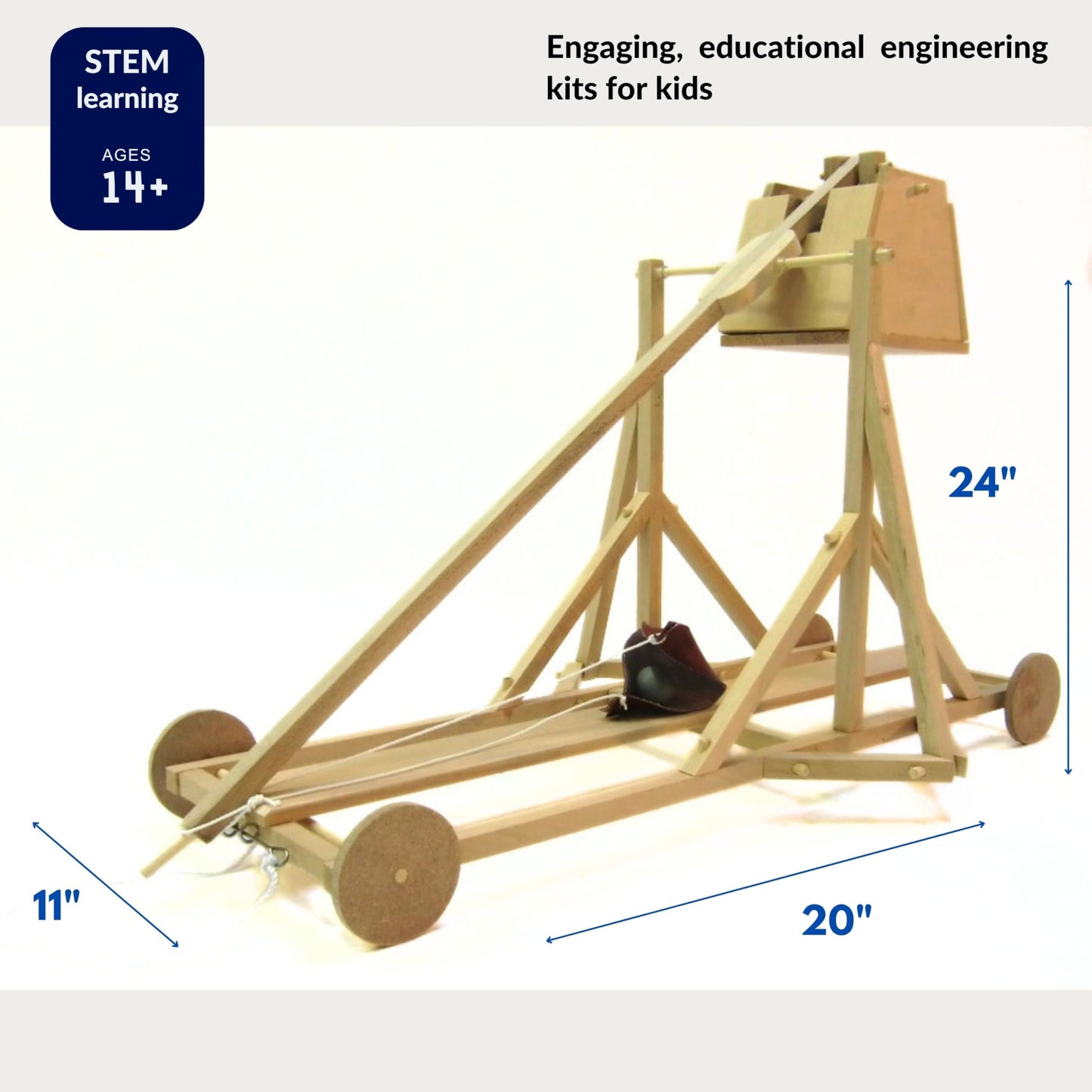 PATHFINDERS Medieval Trebuchet STEM Kit - DIY Wooden Mechanical Model | Working Counterweight Siege Engine | Engineering & Physics Project for Teens