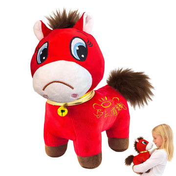 Stuffed Animal Crying Horse Year of The Horse 2026, Red Zodiac Horse Toys