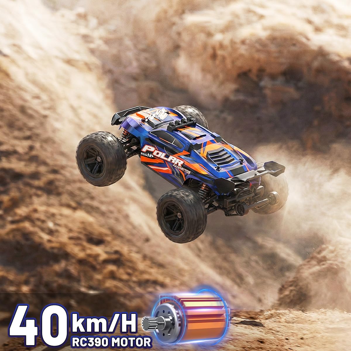 Cirmine RC Cars 1:14 All Terrain Off-Road RC Truck, 4WD Fast Remote Control Car 40+ KPH, 4X4 Waterproof RC Vehicle with 2 Rechargeable 1300 mAh