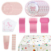 Pink Bow Birthday Party Supplies Serve 24, Coquette Birthday Decorations Include Bow Plates Napkins Cups Tablecloth straw Bow Theme Tableware