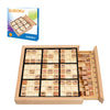 Wooden Sudoku Puzzle Board Game Set with Drawer, 9x9 Math Brain Teaser Desktop Game, Natural Beechwood Logic Thinking Training Toy for Adults