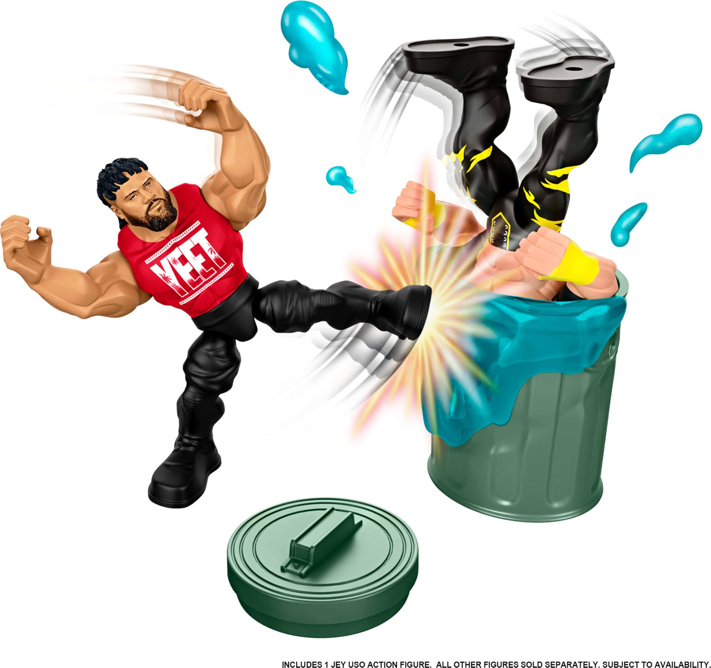 Mattel WWE Knuckle Crunchers Backstage Brawl Playset with, 5 Accessories Including Slime, 3.25-inch Collectible (Styles May Vary)
