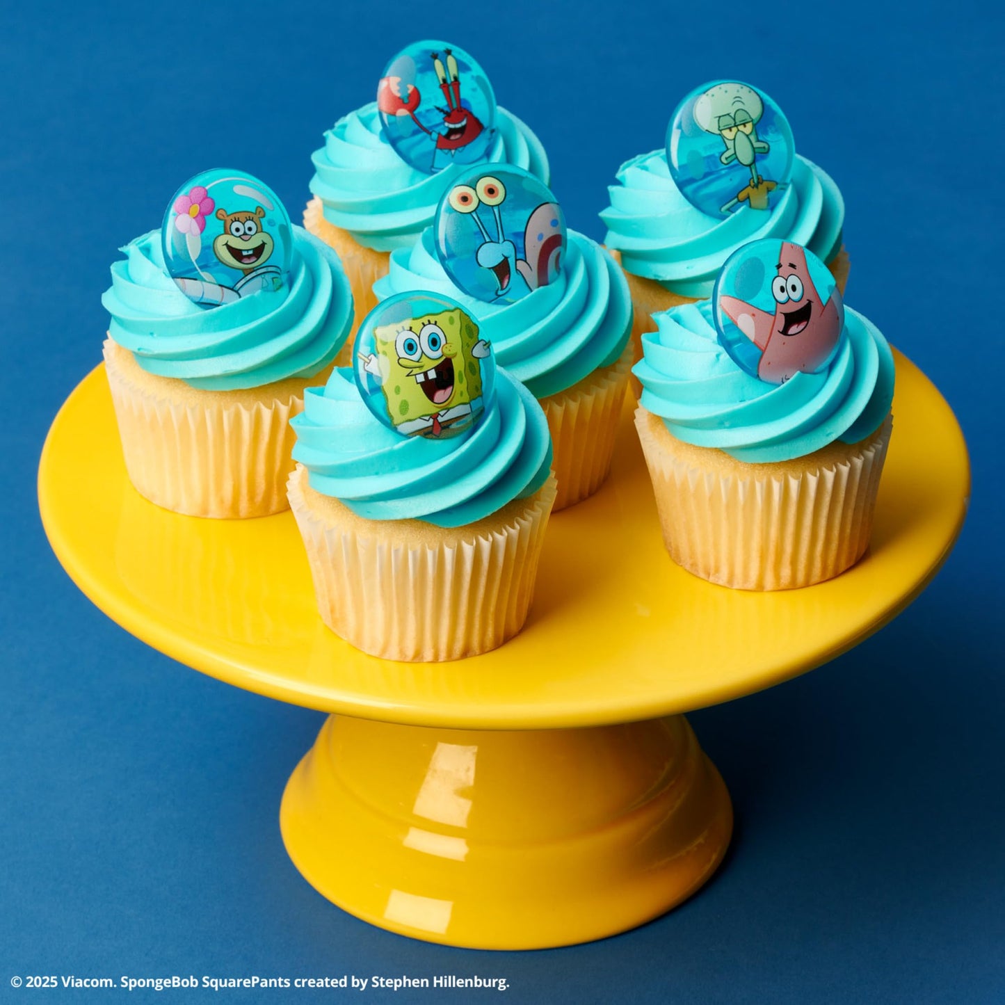 DecoPac SpongeBob SquarePants Rings, SpongeBob Cupcake Toppers Featuring SpongeBob, Patrick, Gary, Mr. Krabs, Sandy Cheeks, And Squidward - 24 Pack