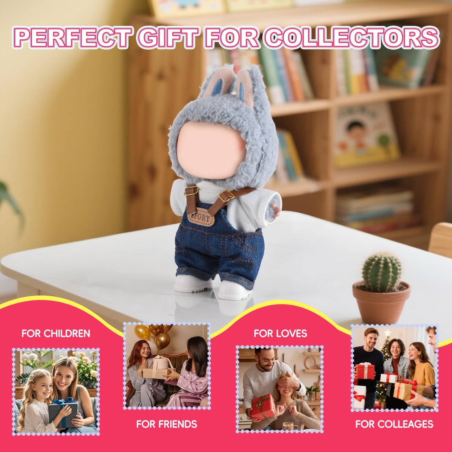 Elegant Doll Clothing for Labubu Acessories, Premium Doll Outfits for 4-7In Dolls, Optimal for Dolls Dressing Up(Blue Denim Overall, No Shoes