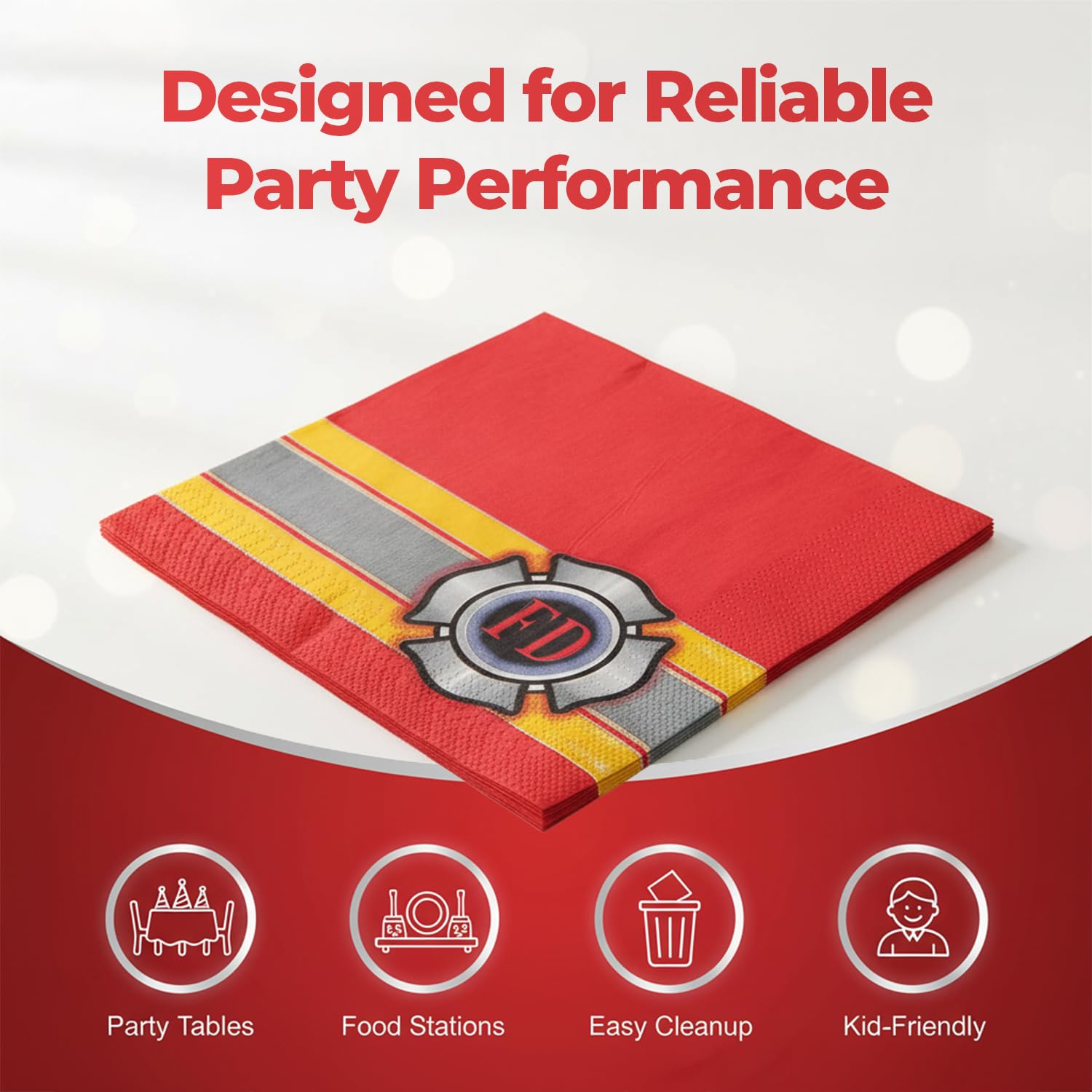 Fun Express - Fire House Hero Lunch Napkins (16pc) for Birthday - Party Supplies - Print Tableware - Print Napkins - Birthday - 16 Pieces
