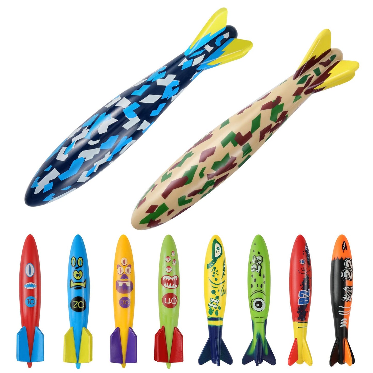 MoKo 10 Pack Pool Torpedo Toys, Water Diving Rockets for Kids & Adults